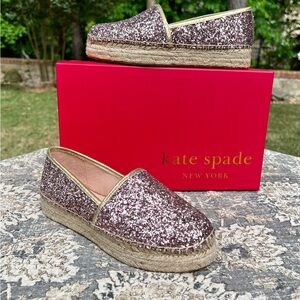 NWB - Kate Spade Rose Gold Glitter Espadrilles - Size 6